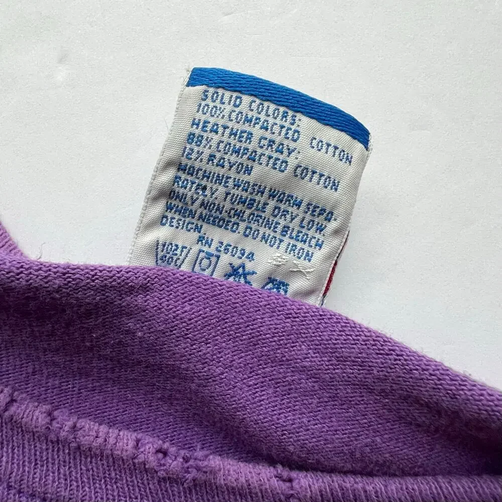 Vintage Champion USA Made Spellout Purple Script T Shirt Single Stitch Tee 80s - Picture 8 of 16